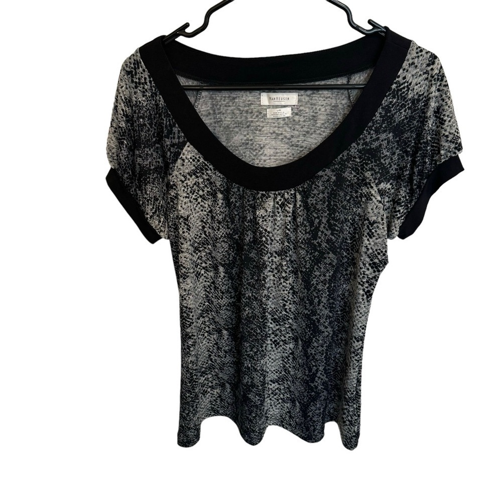 Van Heusen Snake Print Blouse Size L | Animal Print Raglan Short Sleeve Top